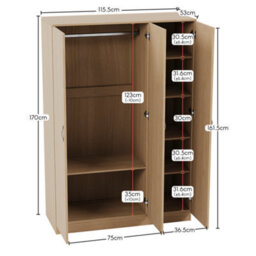 Lassic Vida Designs Riano 3 Piece Bedroom Set (3 Drawer Bedside Chest, 5 Drawer Chest, 3 Door Wardrobe), Pine - thumbnail 5