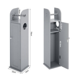 Living And Home Grey Wooden Freestanding Paper Roll Holder Bathroom Cabinet - thumbnail 5