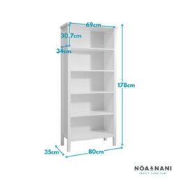 Nöa & Nani Noa & Nani 5 Tier Tall Bookcase In Classic White Hemming - thumbnail 5