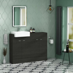 Royal Bathrooms Elena 1200mm Floor Standing Bathroom Vanity Sink Unit Charcoal Oak 4 Door With Semi Recessed Basin - thumbnail 4