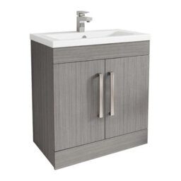 Plum&clay Novela Grey Wood Floor Standing Vanity Unit With Ceramic Basin (W)800mm