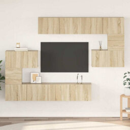Berkfield Modern 8 Piece Tv Cabinet Set Sonoma Oak Engineered Wood - thumbnail 2