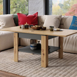 Heze Furniture Leo Modern Extending Coffee Table - Artisan Oak & Anthracite - thumbnail 4