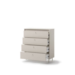 Arte Torino 3 Cashmere Chest W90Cm X H130Cm X D41Cm - 4-Drawer Unit With Ball-Bearing Runners & Metal Legs - thumbnail 2