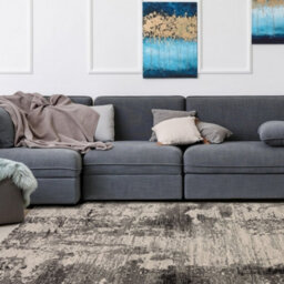 Charcoal Modern Abstract 9mm Pile Stain-Resistant Rug For Bedroom, & Dining Room, Easy To Clean Area Rug-80Cm X 150Cm - thumbnail 1