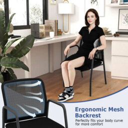 Waiting Room Chair Set Of 2 Office Guest Chairs With Ergonomic Mesh Backrest - thumbnail 5