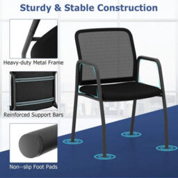 Waiting Room Chair Set Of 2 Office Guest Chairs With Ergonomic Mesh Backrest - thumbnail 6