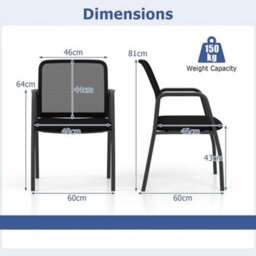 Waiting Room Chair Set Of 2 Office Guest Chairs With Ergonomic Mesh Backrest - thumbnail 2