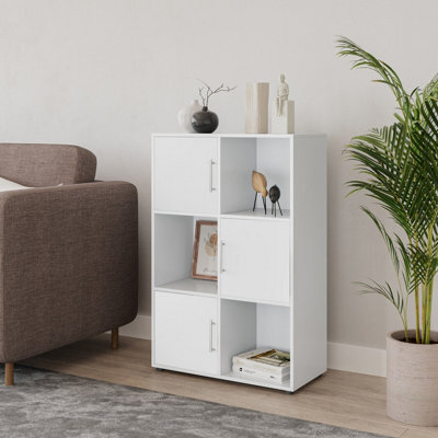 Urbn-Living 6-Cube Shelving Unit With Doors And Metal Handles - image 1