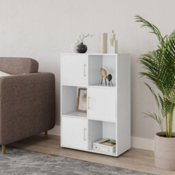 Urbn-Living 6-Cube Shelving Unit With Doors And Metal Handles