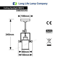 Long Life Lamps Company Black Adjustable Retro Industrial Ceiling Spot Light Metal Finish M0072 - thumbnail 2