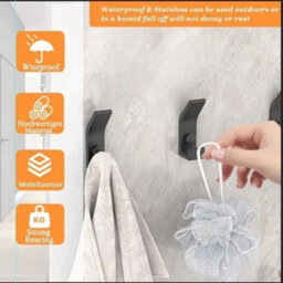 5 Pack Black Coat Hooks Double Prong Coat Hangers Wall Mounted Heavy Duty Coat - thumbnail 2