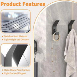 5 Pack Black Coat Hooks Double Prong Coat Hangers Wall Mounted Heavy Duty Coat - thumbnail 4