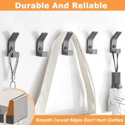 5 Pack Black Coat Hooks Double Prong Coat Hangers Wall Mounted Heavy Duty Coat - thumbnail 5