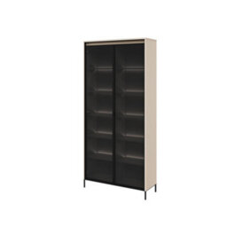 Arte Trend 07 Tall Display Cabinet  In Beige - Partially Glassed & Push-To-Open With Led - W920mm X H1960mm X D340mm - thumbnail 1