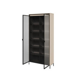 Arte Trend 07 Tall Display Cabinet  In Beige - Partially Glassed & Push-To-Open With Led - W920mm X H1960mm X D340mm - thumbnail 2