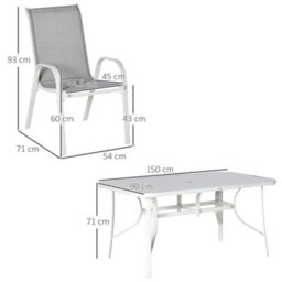Outsunny 7 Piece Garden Dining Set W/ Dining Table And Chairs, Grey - thumbnail 3