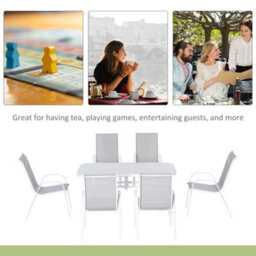 Outsunny 7 Piece Garden Dining Set W/ Dining Table And Chairs, Grey - thumbnail 6