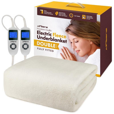 Airsenz Comfort Fleece Fully Fitted Double Electric Blanket With Dual Controls - 9 Heat Settings And 12 Hour Timer - image 1
