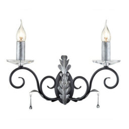 Elstead Amarilli 2 Light Indoor Candle Wall Light Black Floral Leaves Design , E14 - thumbnail 1