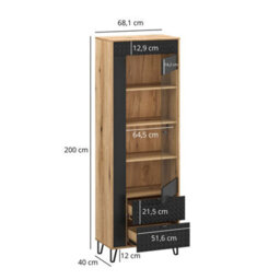 Heze Furniture Bellano Tall Display Unit - Evok Oak / Black - thumbnail 4