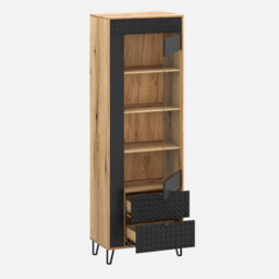 Heze Furniture Bellano Tall Display Unit - Evok Oak / Black - thumbnail 3