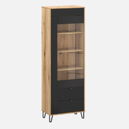 Heze Furniture Bellano Tall Display Unit - Evok Oak / Black - thumbnail 2