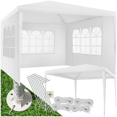 Tectake Gazebo Barinas With 3 Side Panels, Water-Resistant, 3X3M 300 X 300 X 250 Cm - White - image 1