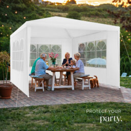 Tectake Gazebo Barinas With 3 Side Panels, Water-Resistant, 3X3M 300 X 300 X 250 Cm - White - thumbnail 8