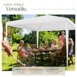 Tectake Gazebo Barinas With 3 Side Panels, Water-Resistant, 3X3M 300 X 300 X 250 Cm - White - thumbnail 3