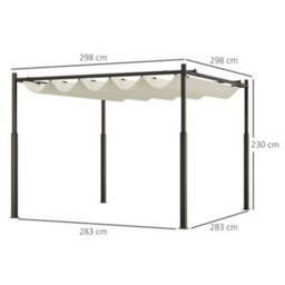 Outsunny 3 X 3(M) Pergola With Retractable Roof, 80mm Metal Column, White - thumbnail 3
