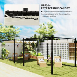Outsunny 3 X 3(M) Pergola With Retractable Roof, 80mm Metal Column, White - thumbnail 4
