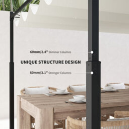 Outsunny 3 X 3(M) Pergola With Retractable Roof, 80mm Metal Column, White - thumbnail 5