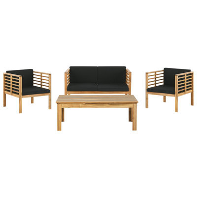 Beliani Garden Lounge Set With Table 4 Seater Pacific Acacia Wood Black - image 1