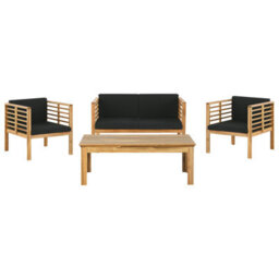 Beliani Garden Lounge Set With Table 4 Seater Pacific Acacia Wood Black - thumbnail 1