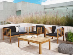 Beliani Garden Lounge Set With Table 4 Seater Pacific Acacia Wood Black - thumbnail 2