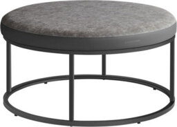 LEDREM Luiz Collection - Ottoman, Round Coffee Table, Footstool, Reversible Top, Padded Seat, Side Table, Minimalist, Steel Frame - thumbnail 2