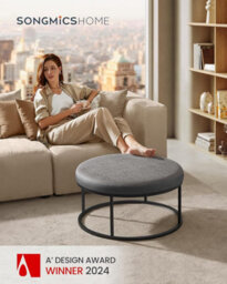 Songmics Home Luiz Collection - Ottoman, Round Coffee Table, Footstool, Reversible Top, Padded Seat, Side Table, Minimalist