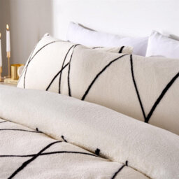 Ohs Diamond Check Teddy Fleece Bedding Set Duvet Cover With Pillowcase, Mono - King - thumbnail 2