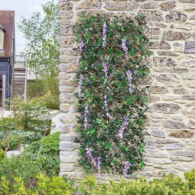Faux Wisteria Trellis - Uv & Weather Resistant Realistic Artificial Flower Garden Wall Or Fence Decoration - Measures H180 X W60Cm - image 1
