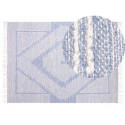 Beliani Rug Ansar Blue 140 X 200 Cm Cotton