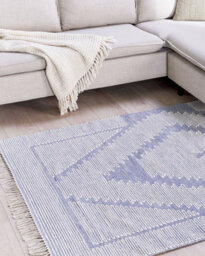 Beliani Rug Ansar Blue 140 X 200 Cm Cotton - thumbnail 2