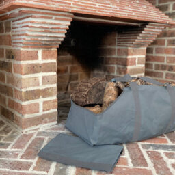 Selections Set Of 2 Canvas Log Carrier Firewood Bags In French Grey - thumbnail 1
