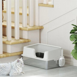 Stainless Steel Litter Box, High Sided Metal Cat Litter Tray W/ Scoop - thumbnail 6
