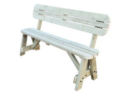 Arbor Garden Solutions Victoria Rounded Garden Fence Bench With Back-Rest (5Ft, Natural Finish) - thumbnail 4