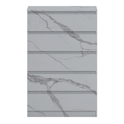 Zita White Marble Effect 5 Drawer Chest - Modern Storage Unit, (L) 40Cm X (W) 70Cm X (H) 107Cm, Stylish Bedroom Storage - image 1