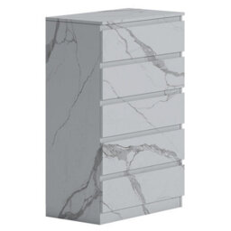 Zita White Marble Effect 5 Drawer Chest - Modern Storage Unit, (L) 40Cm X (W) 70Cm X (H) 107Cm, Stylish Bedroom Storage - thumbnail 4