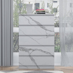 Zita White Marble Effect 5 Drawer Chest - Modern Storage Unit, (L) 40Cm X (W) 70Cm X (H) 107Cm, Stylish Bedroom Storage - thumbnail 2