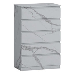 Zita White Marble Effect 5 Drawer Chest - Modern Storage Unit, (L) 40Cm X (W) 70Cm X (H) 107Cm, Stylish Bedroom Storage - thumbnail 5