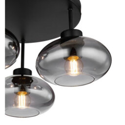 Luminosa Lighting Luminosa Shaun Shade Cluster Ceiling Light Matt Black Smoke Glass Shade 3X E27 - thumbnail 3